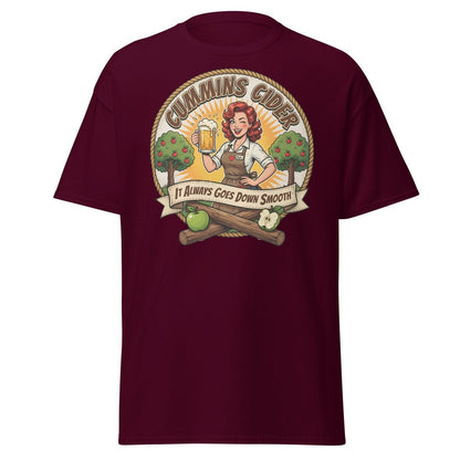 Cummins Cider Pinup Girl T-Shirt – Funny Adult Humor Tee - Maroon - TeeRipple