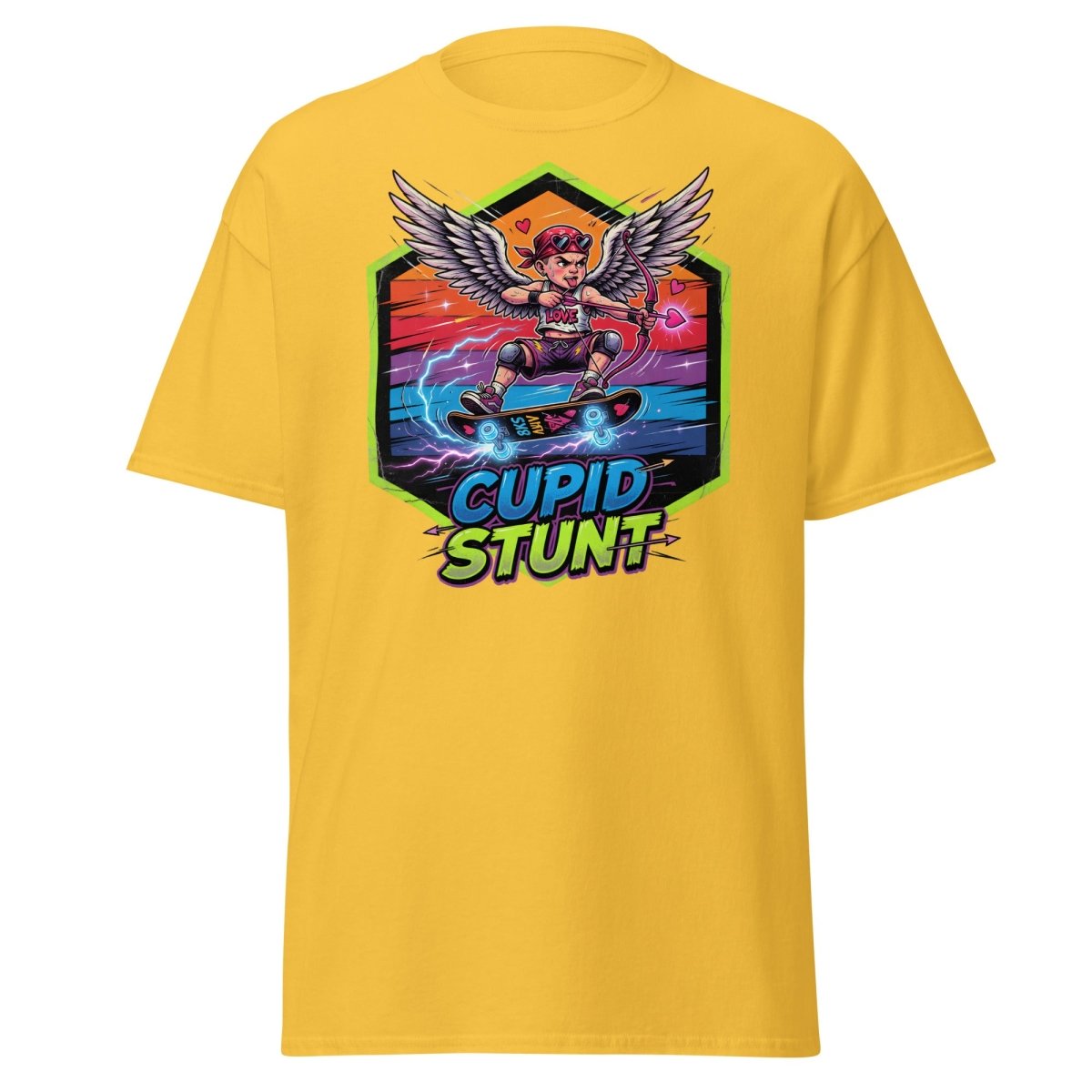 Cupid Stunt Skateboard T-Shirt - Funny Punk Cupid Graphic Tee - Daisy - TeeRipple