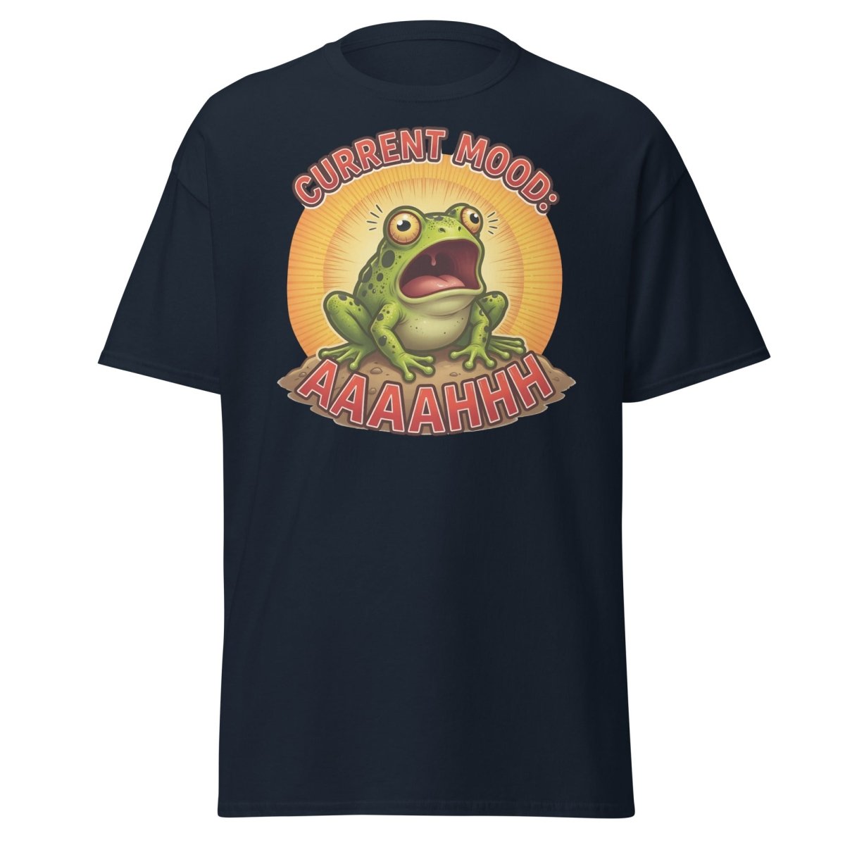 Current Mood Screaming Frog AAAAHHHH T-Shirt - Navy - TeeRipple
