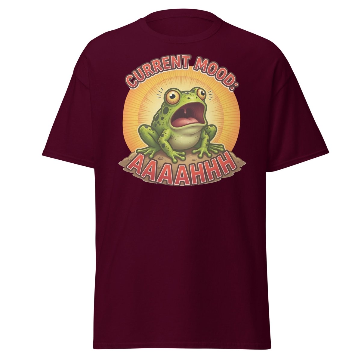Current Mood Screaming Frog AAAAHHHH T-Shirt - Maroon - TeeRipple
