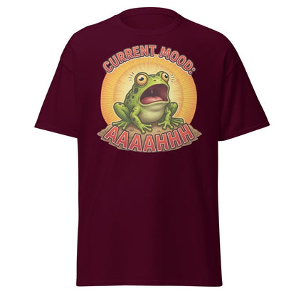 Current Mood Screaming Frog AAAAHHHH T-Shirt - Maroon - TeeRipple