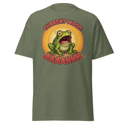 Current Mood Screaming Frog AAAAHHHH T-Shirt - Military Green - TeeRipple