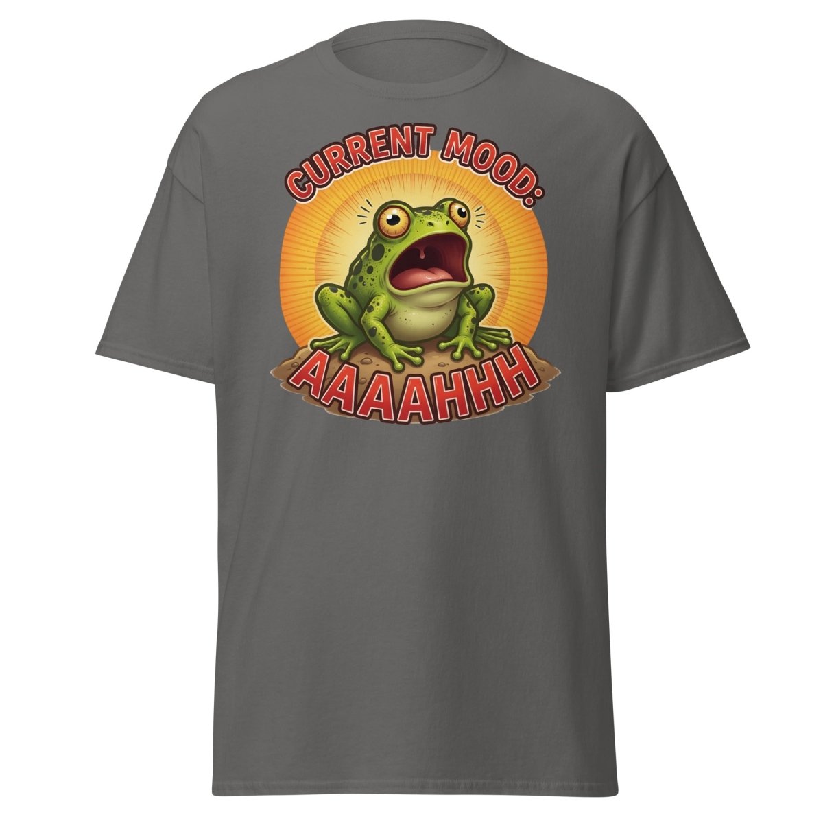 Current Mood Screaming Frog AAAAHHHH T-Shirt - Charcoal - TeeRipple