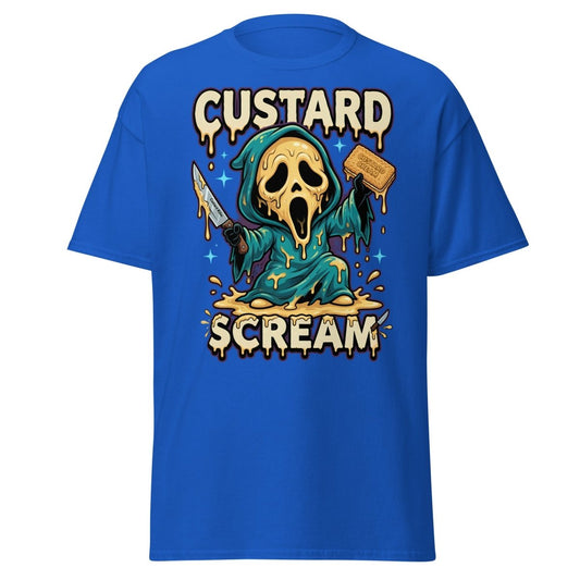 Custard Scream Funny Horror T-Shirt - Royal - TeeRipple
