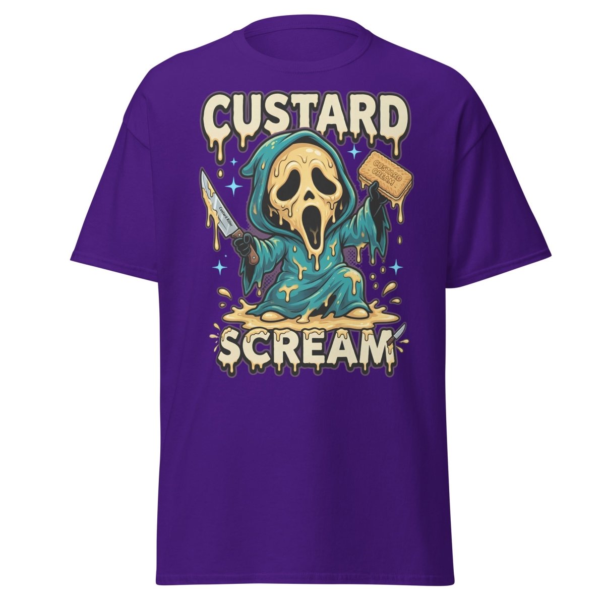 Custard Scream Funny Horror T-Shirt - Purple - TeeRipple