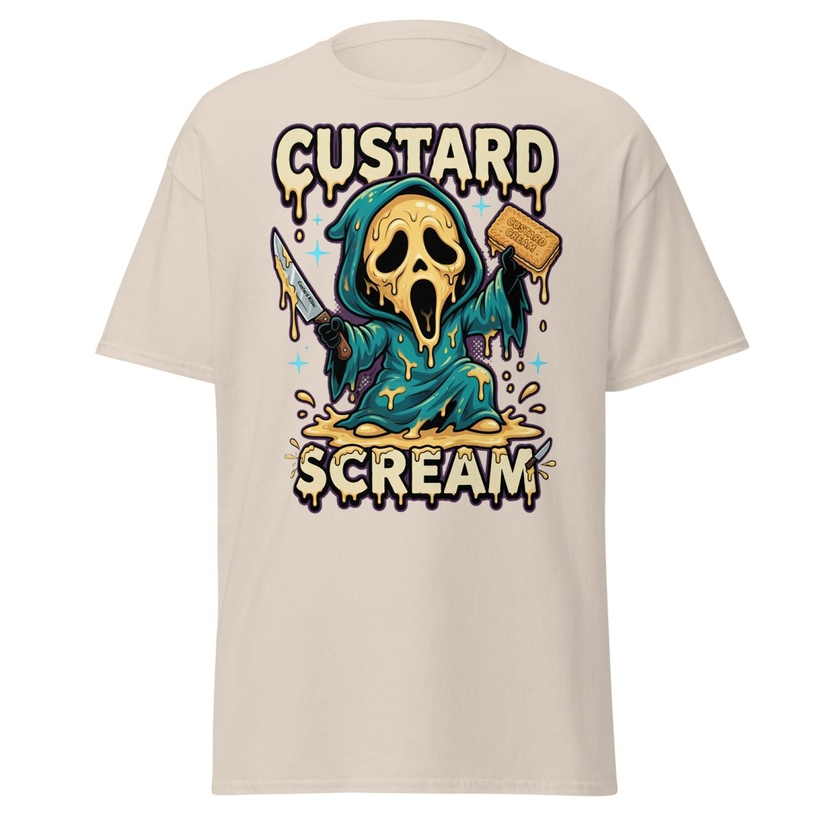 Custard Scream Funny Horror T-Shirt - Natural - TeeRipple