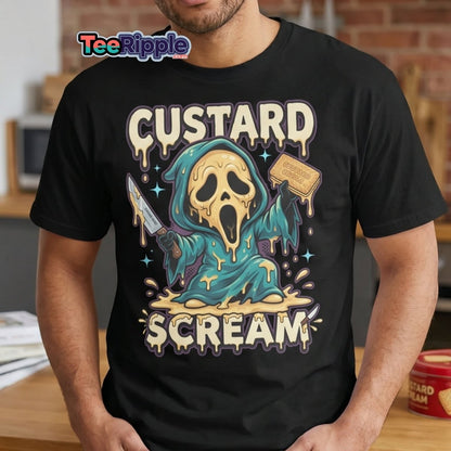 Custard Scream Funny Horror T-Shirt - Maroon - TeeRipple