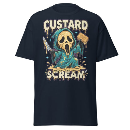 Custard Scream Funny Horror T-Shirt - Navy - TeeRipple