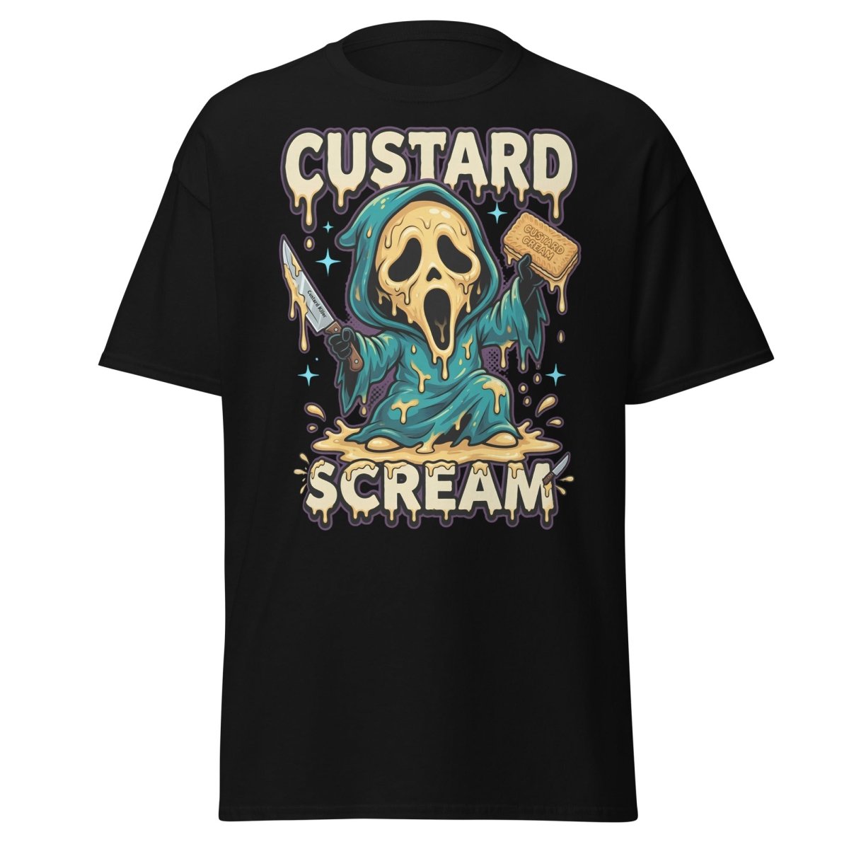 Custard Scream Funny Horror T-Shirt - Black - TeeRipple