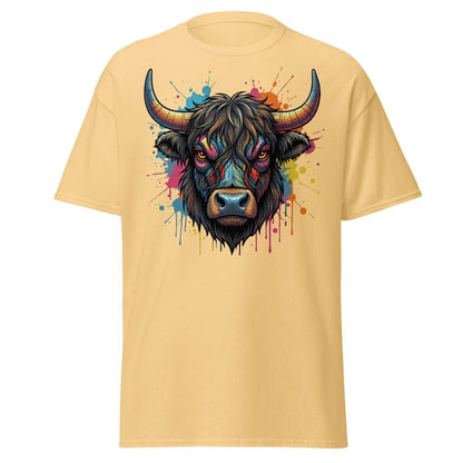 Cyberpunk Highland Cow T-Shirt – Neon Circuit Art Tee - Yellow Haze - TeeRipple