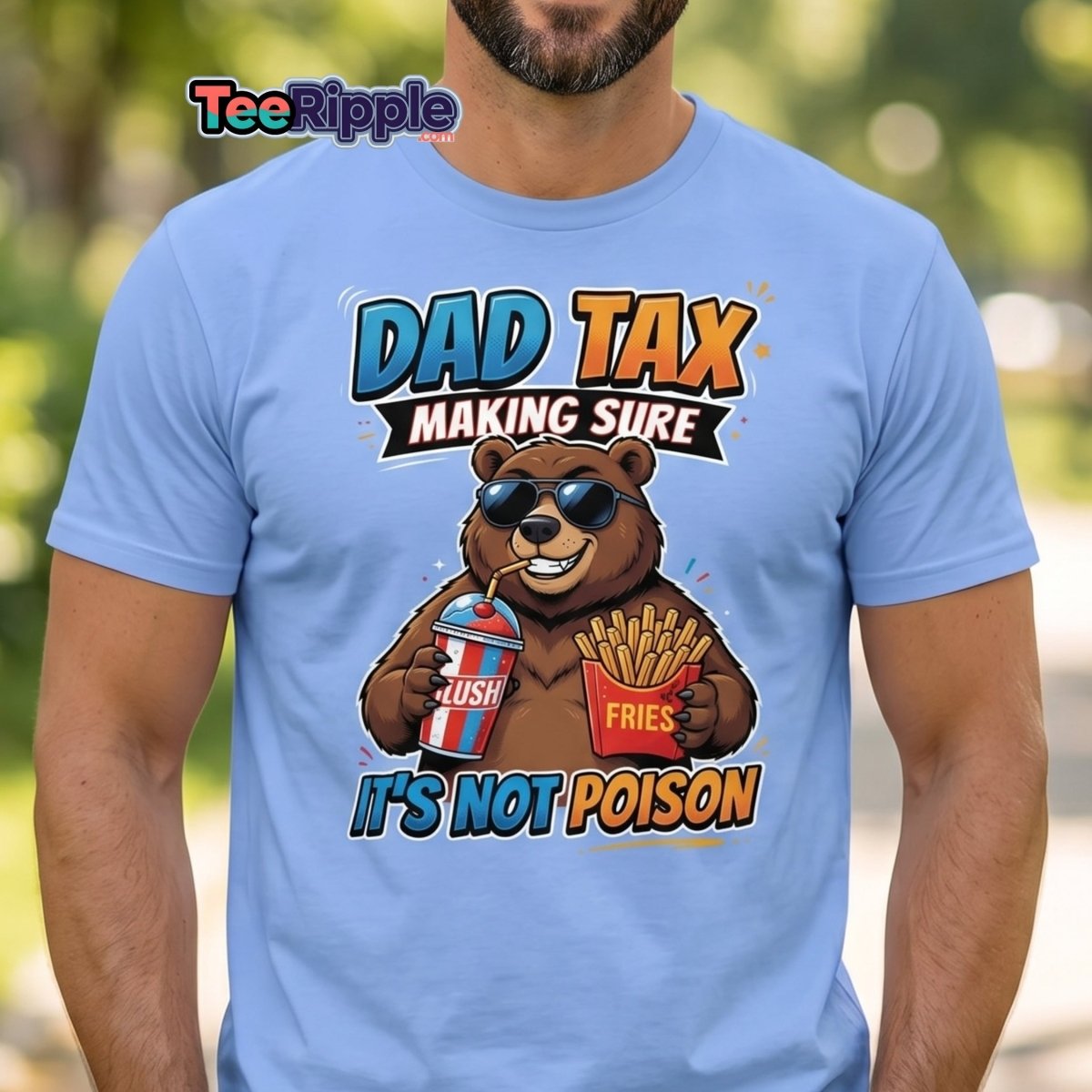 Dad Tax Bear T-Shirt - Funny Dad Joke Tee - Maroon - TeeRipple