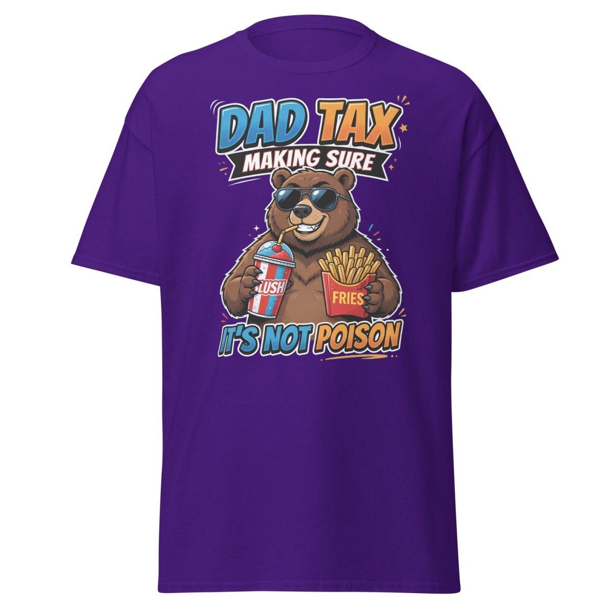 Dad Tax Bear T-Shirt - Funny Dad Joke Tee - Purple - TeeRipple