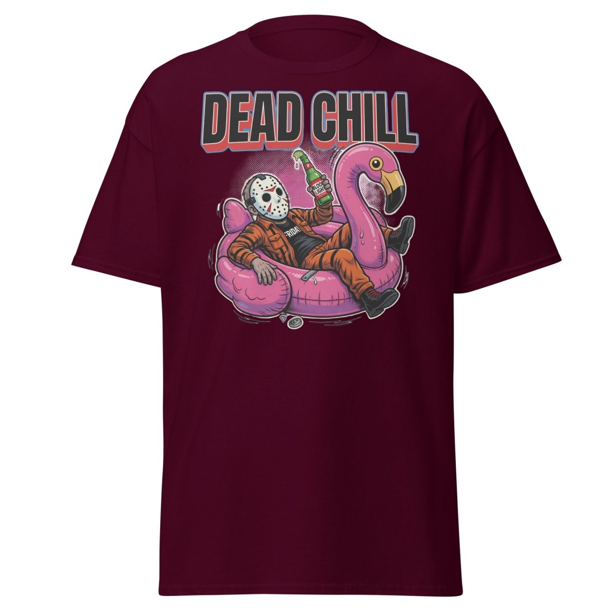 Dead Chill Jason Voorhees Flamingo T-Shirt - Maroon - TeeRipple