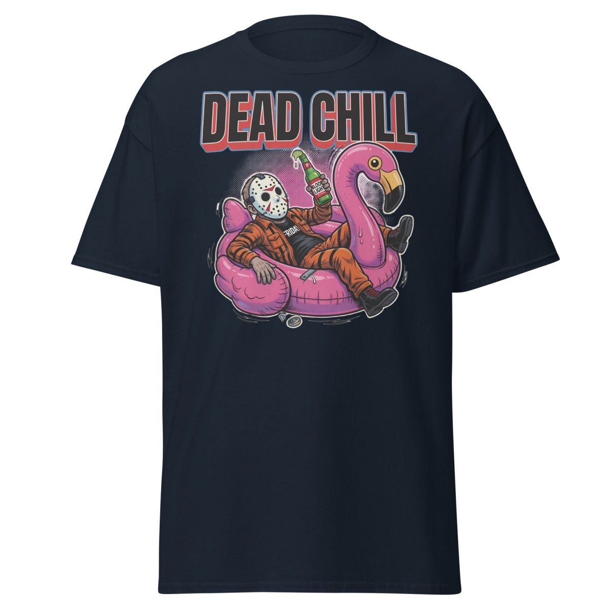 Dead Chill Jason Voorhees Flamingo T-Shirt - Navy - TeeRipple
