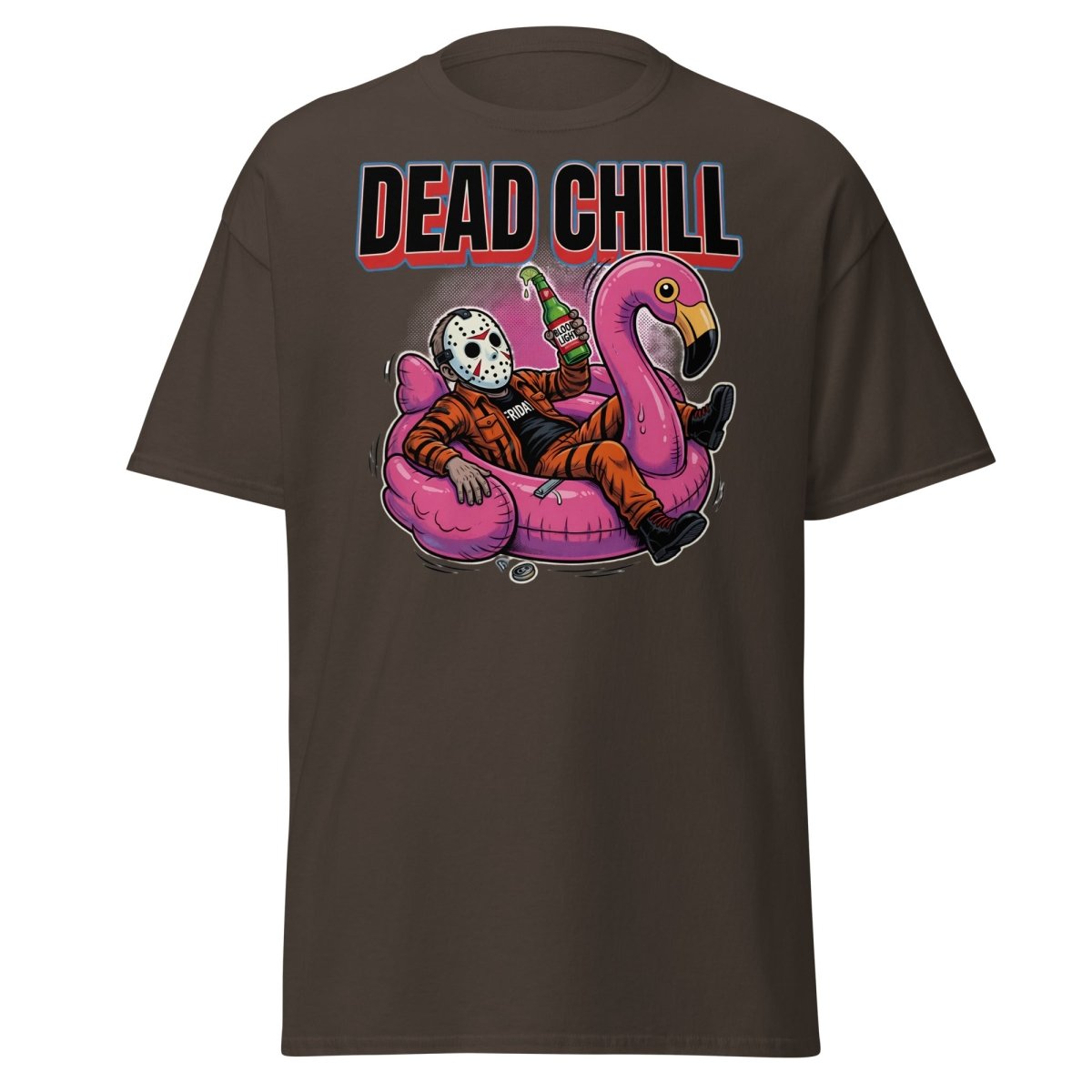 Dead Chill Jason Voorhees Flamingo T-Shirt - Dark Chocolate - TeeRipple