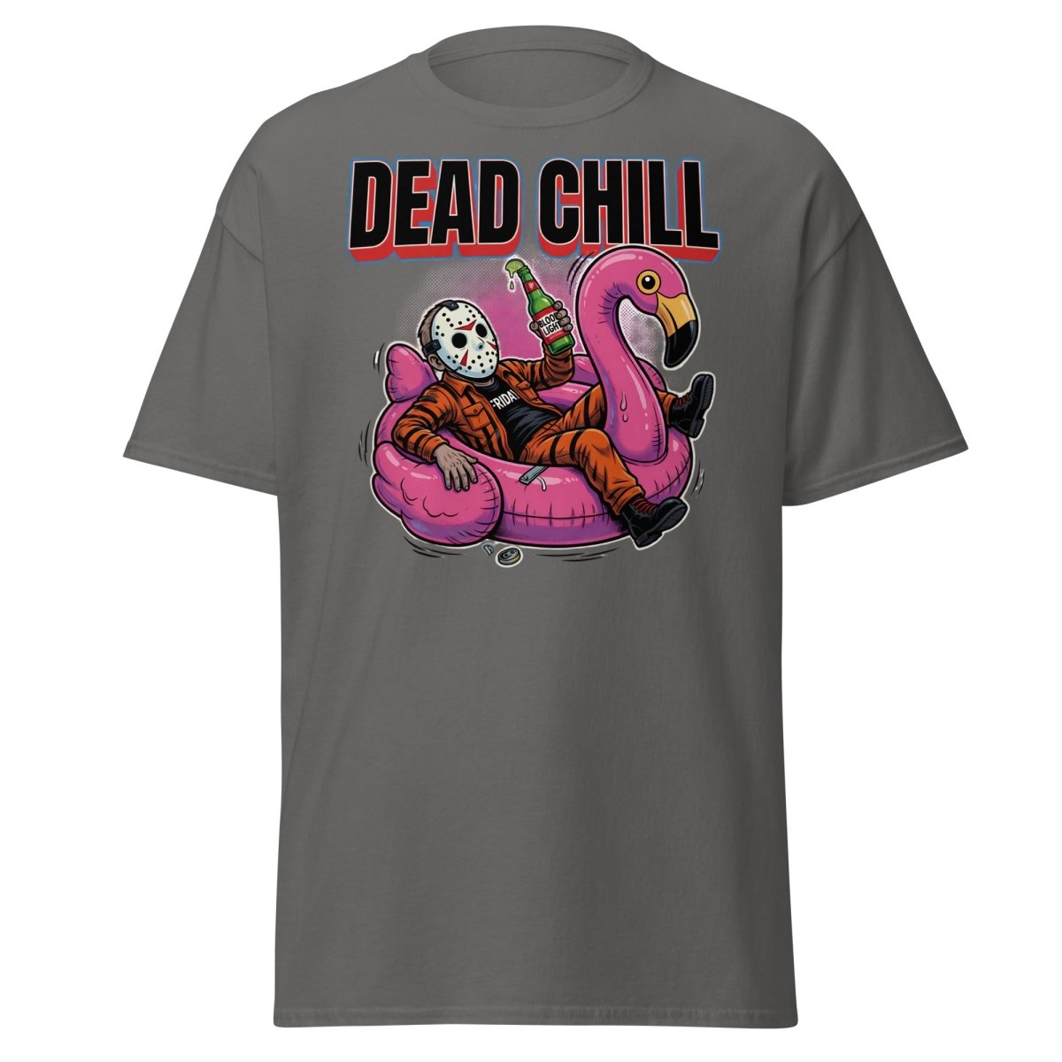 Dead Chill Jason Voorhees Flamingo T-Shirt - Charcoal - TeeRipple
