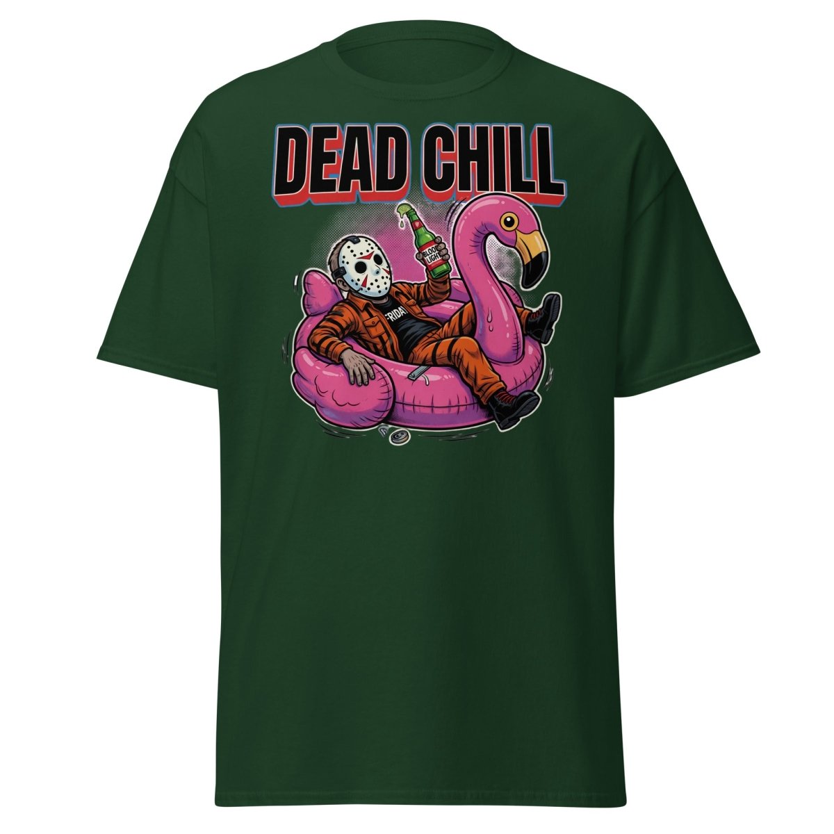 Dead Chill Jason Voorhees Flamingo T-Shirt - Forest Green - TeeRipple