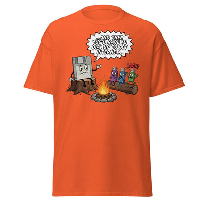 Dial-Up Horror Floppy Disk USB T-Shirt | Retro Tech - Orange - TeeRipple