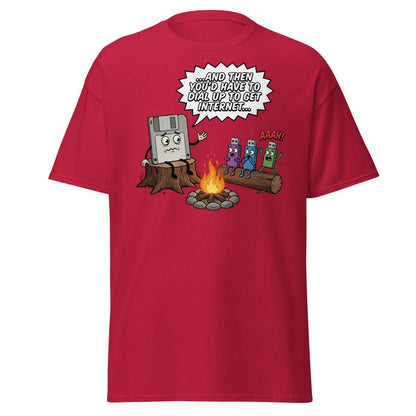 Dial-Up Horror Floppy Disk USB T-Shirt | Retro Tech - Cardinal - TeeRipple