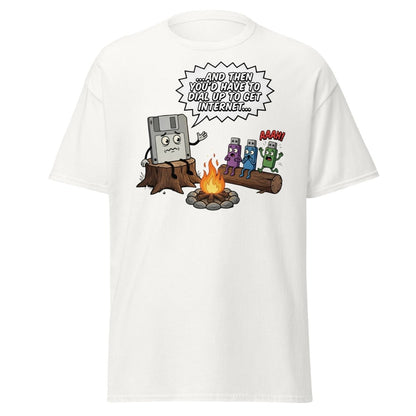 Dial-Up Horror Floppy Disk USB T-Shirt | Retro Tech - White - TeeRipple