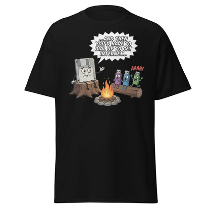 Dial-Up Horror Floppy Disk USB T-Shirt | Retro Tech - Black - TeeRipple