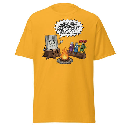 Dial-Up Horror Floppy Disk USB T-Shirt | Retro Tech - Gold - TeeRipple