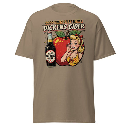 Dickens Cider Funny Pinup T-Shirt – Adult Humor Tee - Brown Savana - TeeRipple