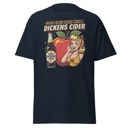 Dickens Cider Funny Pinup T-Shirt – Adult Humor Tee - Navy - TeeRipple