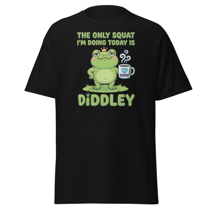 Diddley Squat Frog T-Shirt – Funny Lazy Gym Coffee Pun Tee - Black - TeeRipple