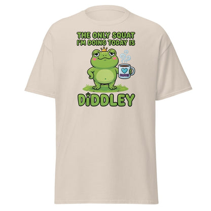 Diddley Squat Frog T-Shirt – Funny Lazy Gym Coffee Pun Tee - Natural - TeeRipple