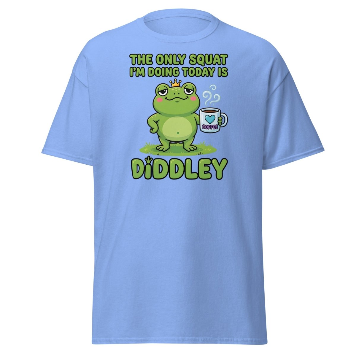 Diddley Squat Frog T-Shirt – Funny Lazy Gym Coffee Pun Tee - Carolina Blue - TeeRipple