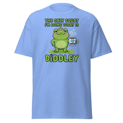 Diddley Squat Frog T-Shirt – Funny Lazy Gym Coffee Pun Tee - Carolina Blue - TeeRipple