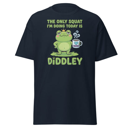 Diddley Squat Frog T-Shirt – Funny Lazy Gym Coffee Pun Tee - Navy - TeeRipple