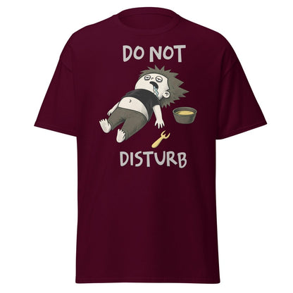 Do Not Disturb Passed Out Food Coma Funny T-Shirt - Maroon - TeeRipple
