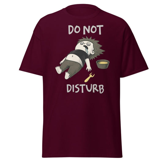 Do Not Disturb Passed Out Food Coma Funny T-Shirt - Maroon - TeeRipple