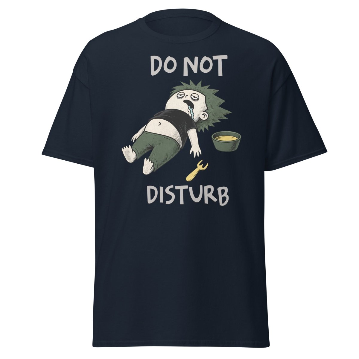 Do Not Disturb Passed Out Food Coma Funny T-Shirt - Navy - TeeRipple