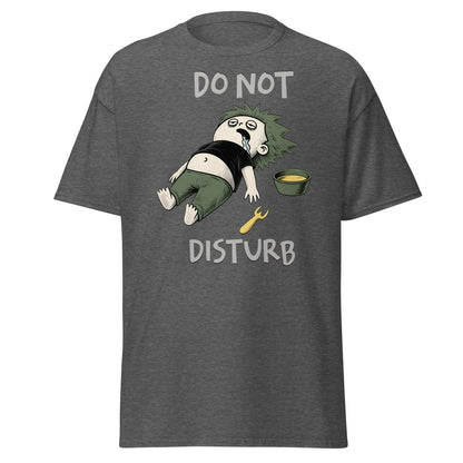 Do Not Disturb Passed Out Food Coma Funny T-Shirt - Dark Heather - TeeRipple