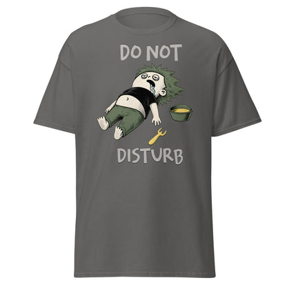 Do Not Disturb Passed Out Food Coma Funny T-Shirt - Charcoal - TeeRipple