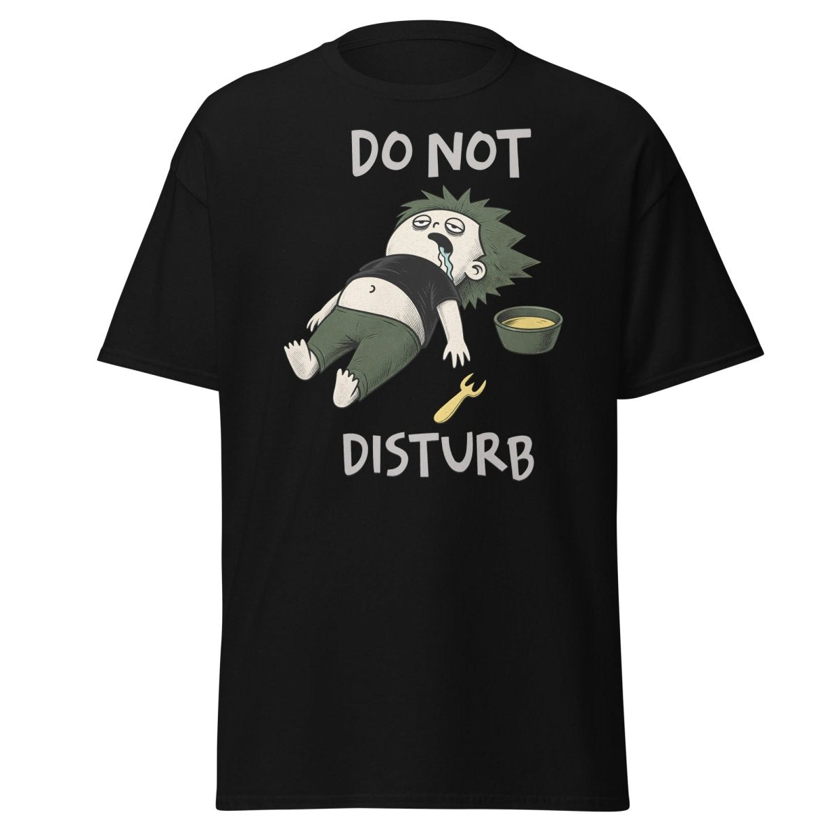 Do Not Disturb Passed Out Food Coma Funny T-Shirt - Black - TeeRipple