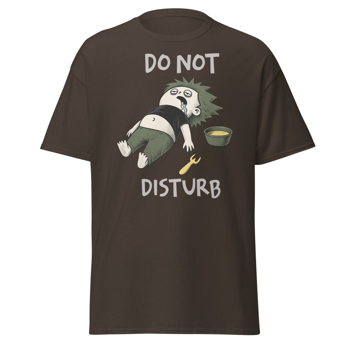 Do Not Disturb Passed Out Food Coma Funny T-Shirt - Dark Chocolate - TeeRipple