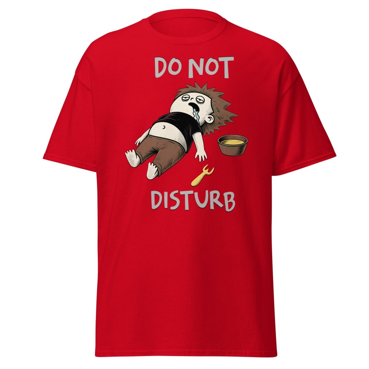 Do Not Disturb Passed Out Food Coma Funny T-Shirt - Red - TeeRipple