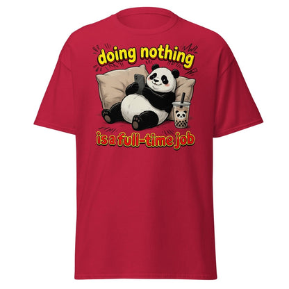Doing Nothing is a Full-Time Job Panda T-Shirt – Funny Lazy Tee - Cardinal - TeeRipple