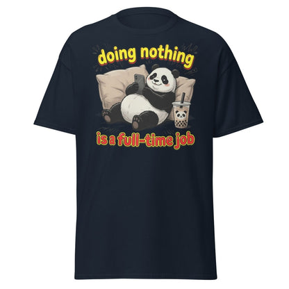 Doing Nothing is a Full-Time Job Panda T-Shirt – Funny Lazy Tee - Navy - TeeRipple