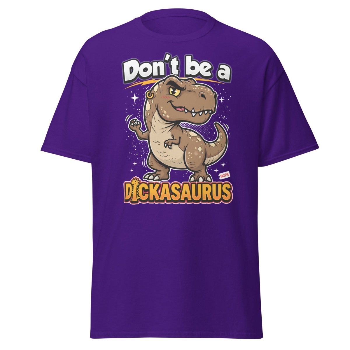 Don't Be a Dickasaurus Funny Dinosaur T-Shirt - Purple - TeeRipple