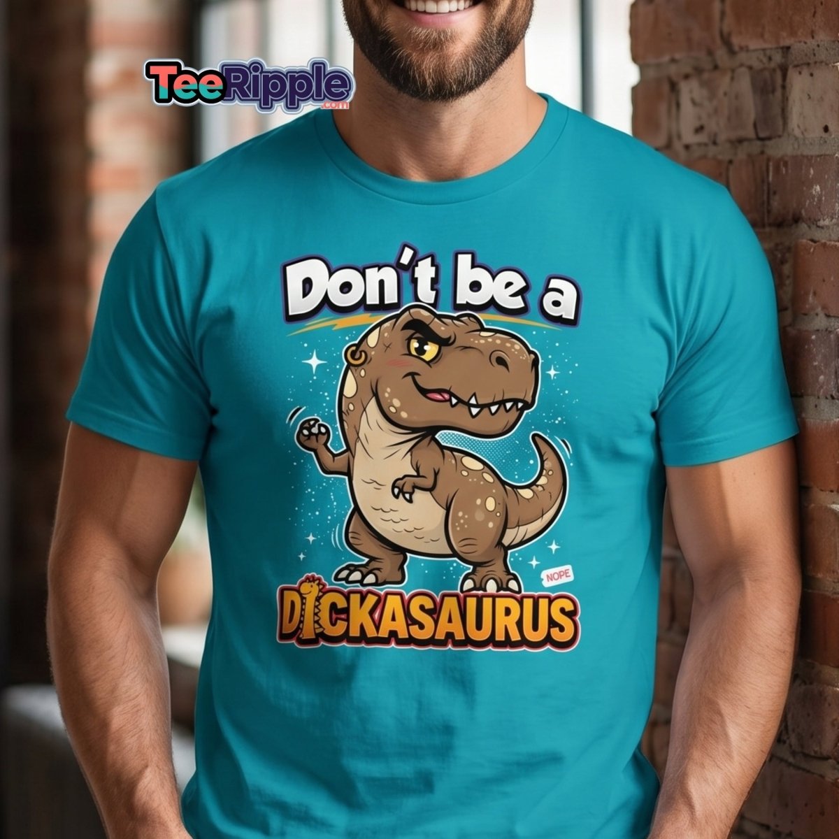 Don't Be a Dickasaurus Funny Dinosaur T-Shirt - Maroon - TeeRipple