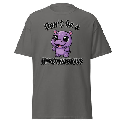 Don't Be a Hippotwatamus Funny Hippo Pun T-Shirt - Charcoal - TeeRipple