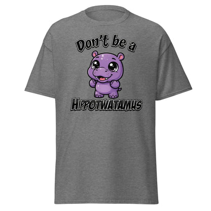 Don't Be a Hippotwatamus Funny Hippo Pun T-Shirt - Graphite Heather - TeeRipple