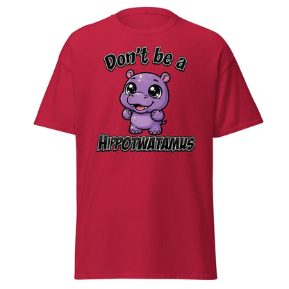 Don't Be a Hippotwatamus Funny Hippo Pun T-Shirt - Cardinal - TeeRipple