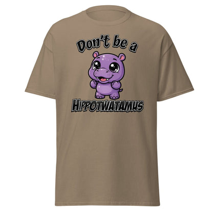 Don't Be a Hippotwatamus Funny Hippo Pun T-Shirt - Brown Savana - TeeRipple