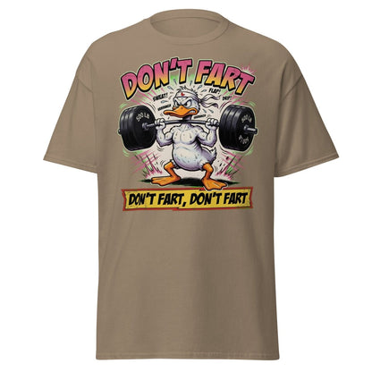 Don't Fart Duck Lifting Funny Gym T-Shirt - Brown Savana - TeeRipple